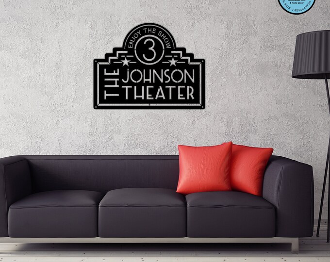 Personalized Home Theatre Room Decor | Movie Decor | Family Name Sign | Family Theater Decor