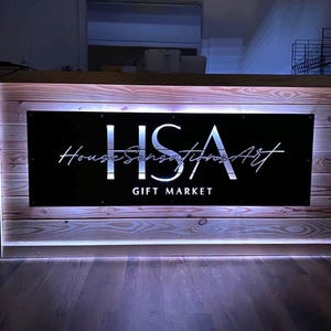 LED Backlit Business Logo Sign: Laser Cut Metal, Indoor/Outdoor