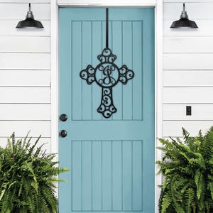 Monogram Cross Door Hanger: Metal Initial Wall Art