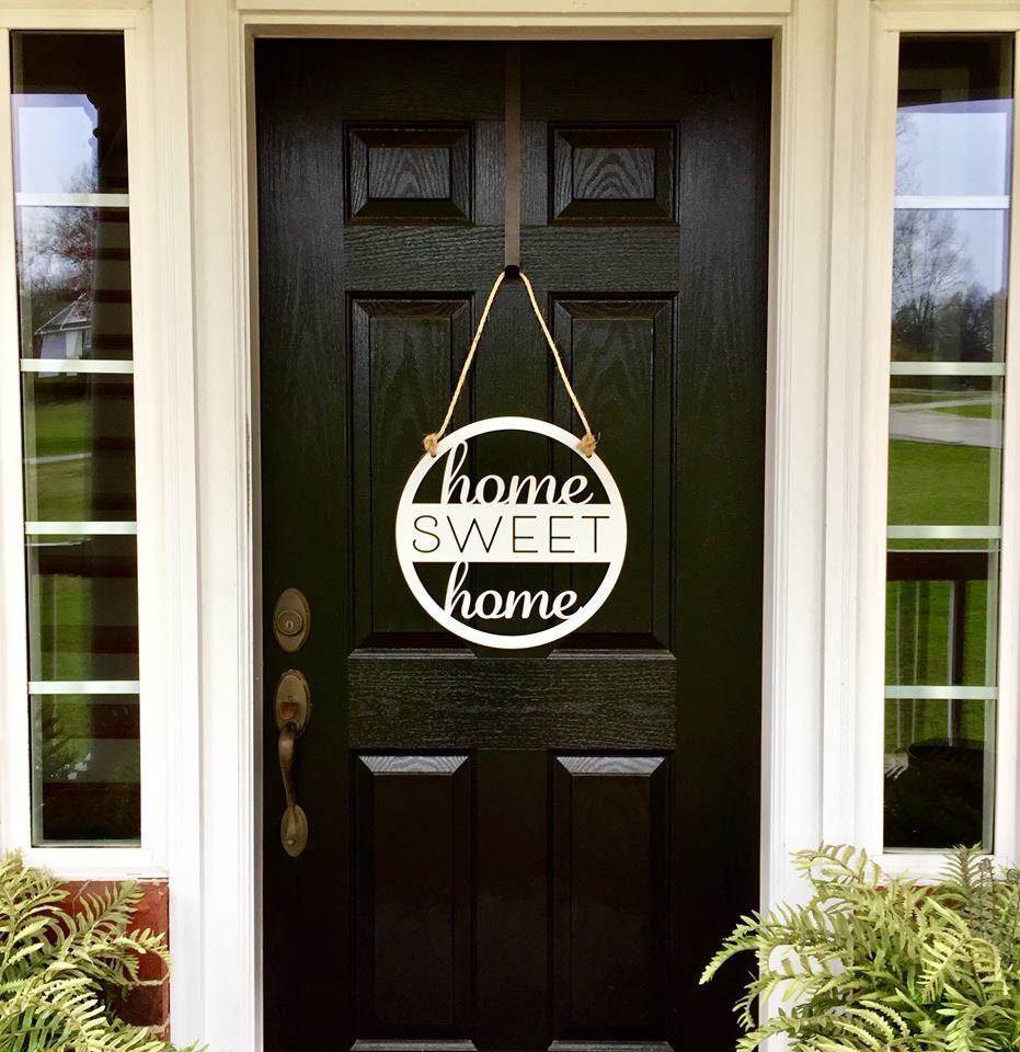 Home Sweet Metal Door Sign Wall Entry Front 1
