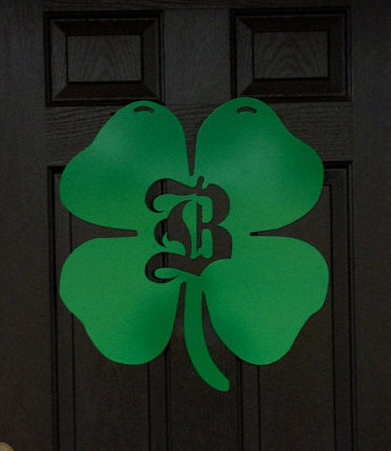 Shamrock Monogram Door Hanger St Patrick S Day Front Door Wreath