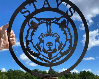 Personalized Metal Bear Sign | Welcome Sign | Cabin Sign | Lodge Sign | Rustic Sign | Custom Metal Sign |  |