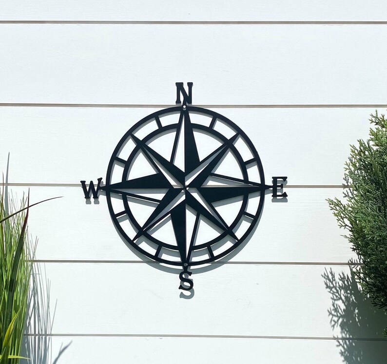 Compass Rose Metal Wall Art Nautical Compass Nautical Wall Etsy