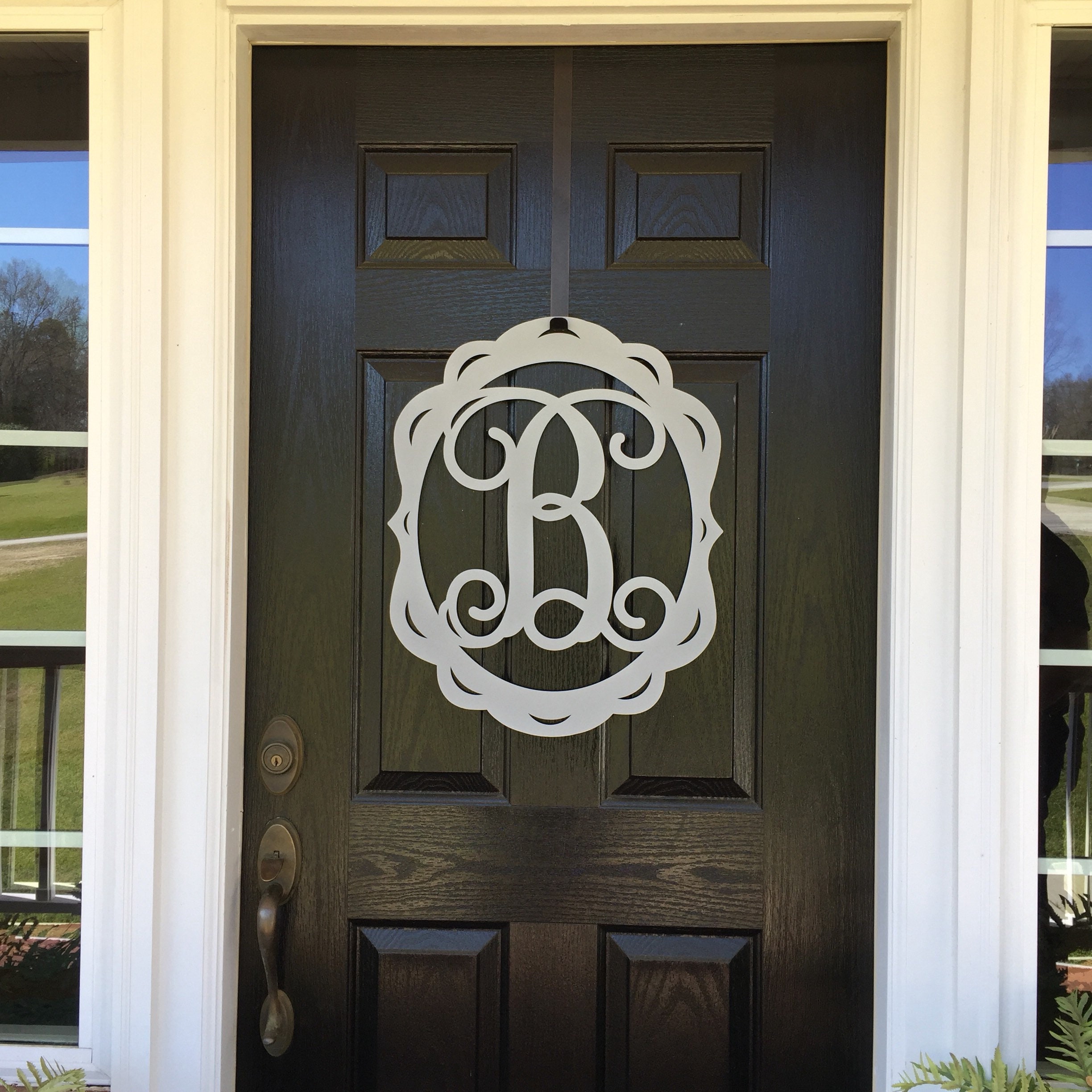 Metal Monogram Door Wreath Door Hanger Mothers Day Gift Etsy