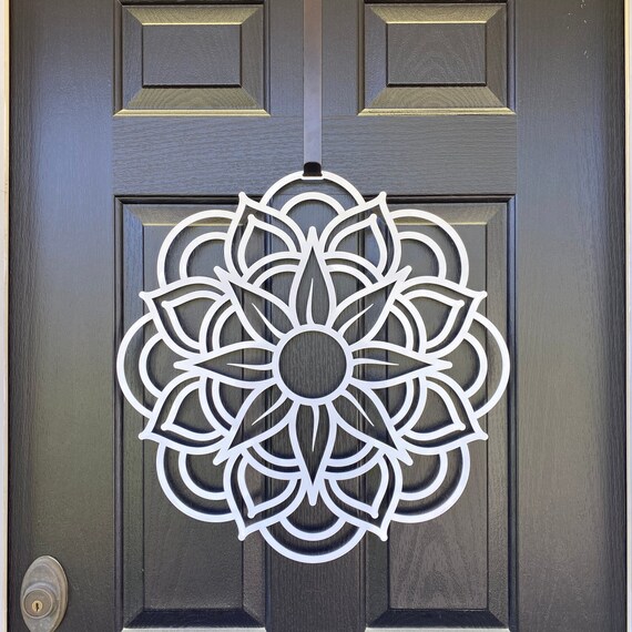 Metal Mandala Door Wreath: Geometric Front Door Decor