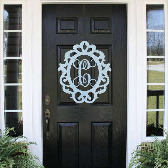Elegant Monogram Door Wreath Door Hanger Door Wreath Etsy