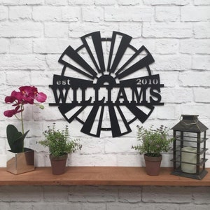 Personalized WINDMILL Wall Decor Family Established Sign | FAMILY NAME Signs | Last Name, Family | Rustic Decor|  Modern Farmhouse Decor|