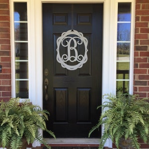 Metal Monogram Door Wreath: Personalized Initial Sign