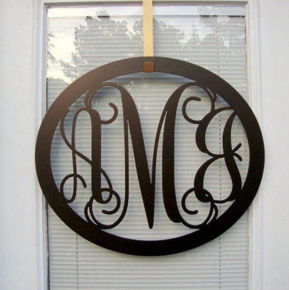 3 Initial Monogram Monogram Door Hanger Monogrammed Etsy
