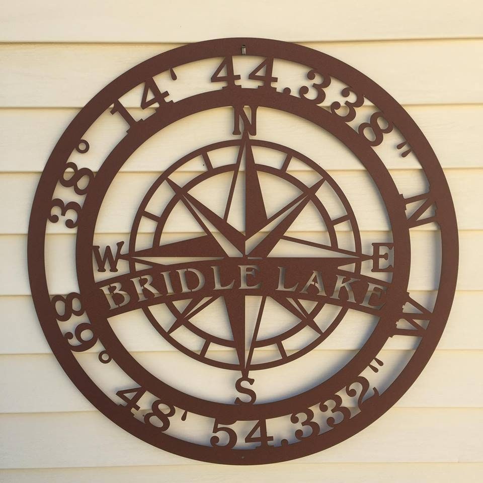 Personalized Lake House Sign, GPS Compass, Coordinate Sign, Weatherproof Sign -