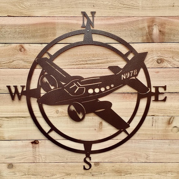 Airplane Compass Wall Art Aviation Metal Wall Art Aviation Etsy