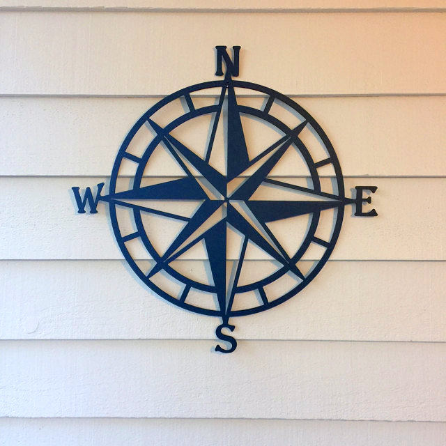 Nautical Decor For Bedroom Wall Plaque Sculpture Cast Iron Compass Rose New 