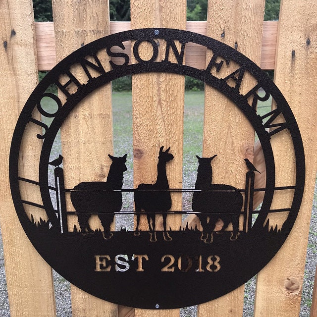 Personalized Alpacas Ranch Sign | Custom Metal Sign | Llama Farm Name Sign | Christmas Gift