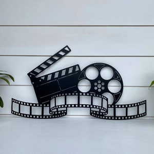 Movie Reel, Film Strip, and Hollywood Clapboard Metal Wall Art | Theatre Room Art | Movie Decor | Gift for Actor Movie Maker | Theater Decor