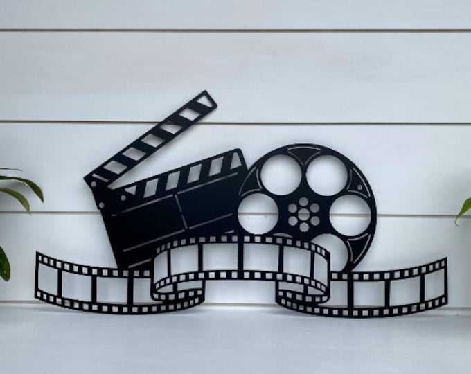 Movie Reel, Film Strip, and Hollywood Clapboard Metal Wall Art | Theatre Room Art | Movie Decor | Gift for Actor Movie Maker | Theater Decor