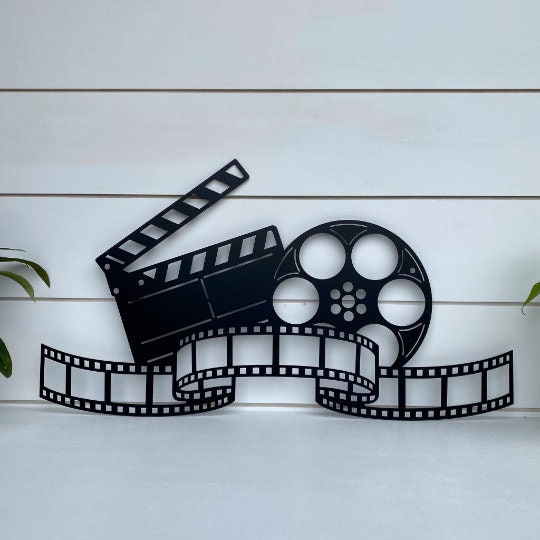 Movie Night Wooden Sign Cinema Theater Movie Reel Home Wall Decor Film DVD