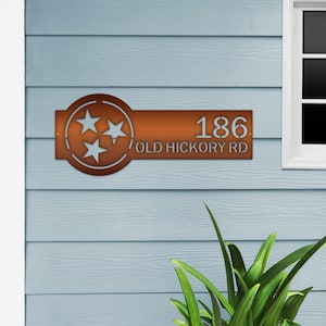 Tennessee Tristar Address Sign: Custom Metal Street Number Home Decor
