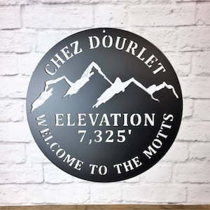 Personalized Mountain Elevation Metal Sign: Custom AirBnB Decor