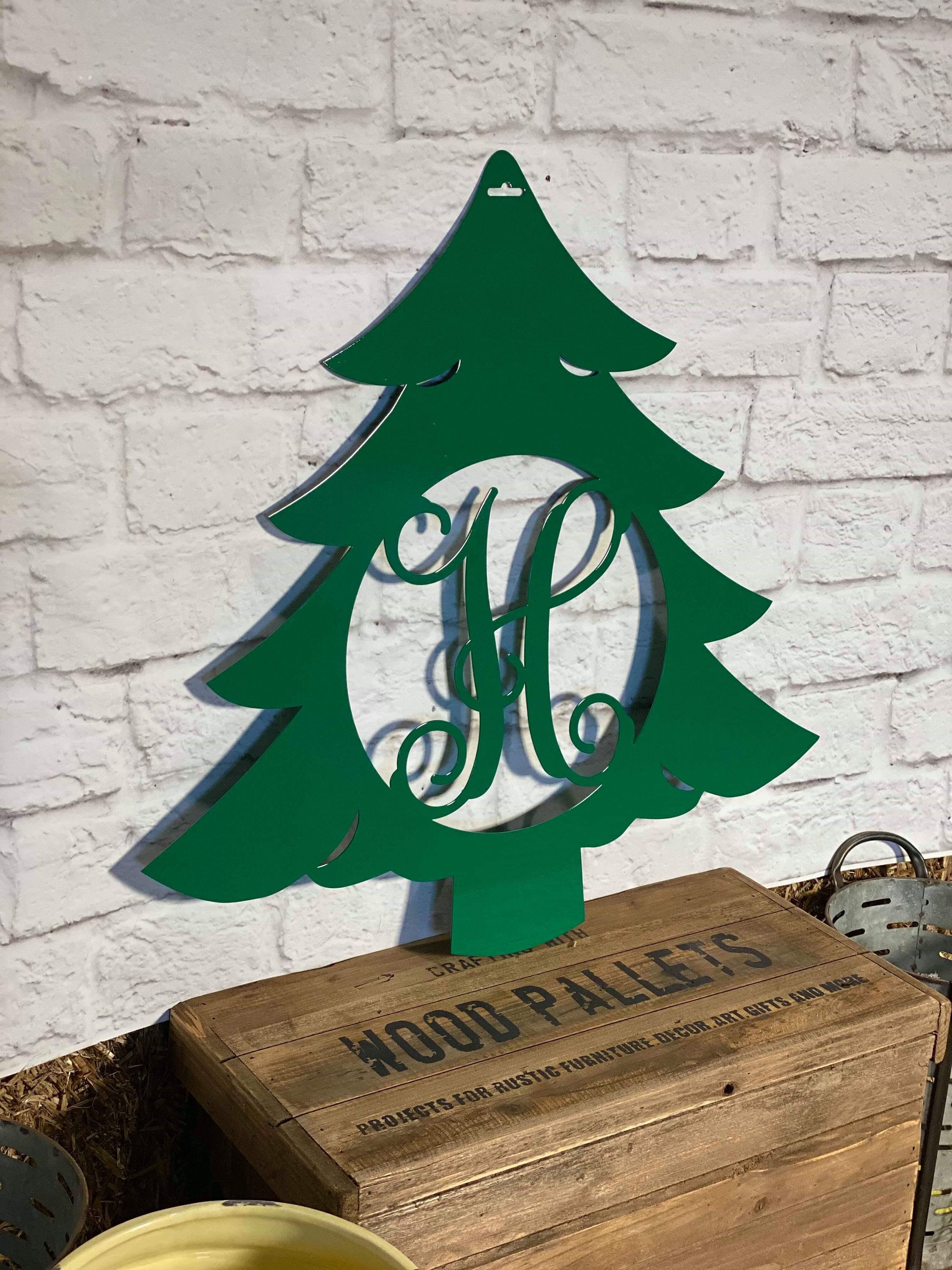 Christmas Tree Metal Monogram Door Wall Decor Door Decor