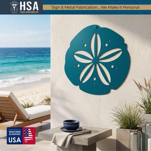 Sand Dollar Coastal Wall Decor, Metal Beach House Sign