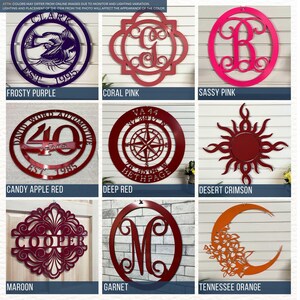 Custom Metal Sign - Personalized Family Name Home Decor  , Monogram Door Wreath, Garden Wall Art