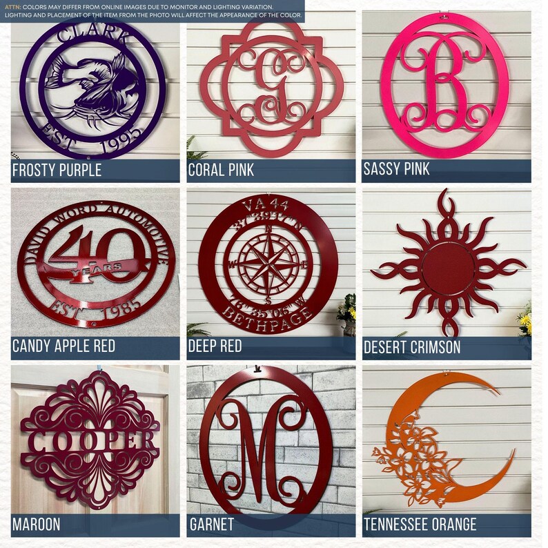Custom Metal Sign - Personalized Family Name Home Decor  , Monogram Door Wreath, Garden Wall Art