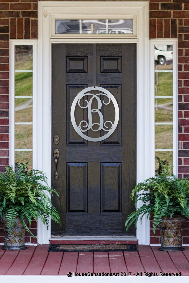 24 Oval Metal Monogram Door Hanger Letter Chrome Image 0