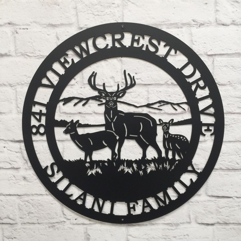 Cabin Sign Personalized Three Deer Sign Copyrighted design of HSA Custom Metal Sign gifts for the hunter