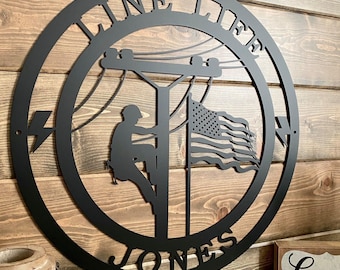 Personalized Lineman Metal Sign: Custom Wall Decor