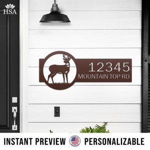 Customizable Deer Home Address Sign Rustic Outdoor Wall Art, Makes Unique Personalized Gift for Hunter, Groomsmen Gifts, Gift for Husband