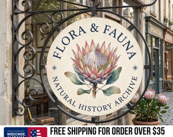 Custom Round Business Sign, Double-Sided UV-Printed Metal Blade Sign, Exterior Company Wall Art