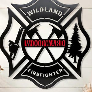 Personalized Wildland Firefighter Metal Sign with Custom Name