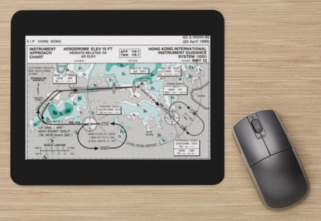 Hong Kong Kai Tak ILS Approach Runway 13 Chart Soft Mouse Mat mouse Not