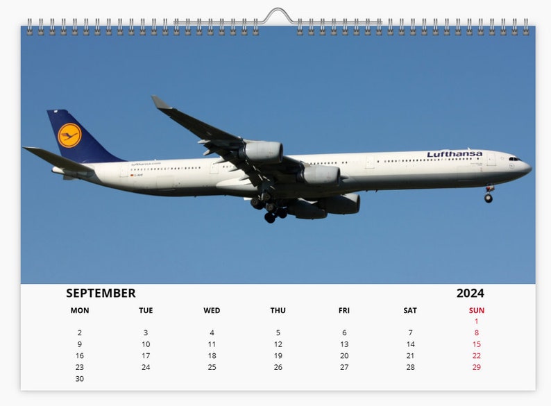 Lufthansa 2024 WALL CALENDAR A4 Size Etsy