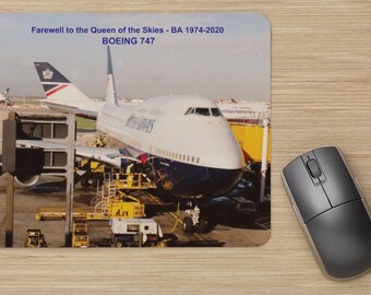 British Airways Boeing 747 &#39;Queen of the Skies&#39;  - 1974-2020   - Soft Mouse Mat - (Mouse not included!)