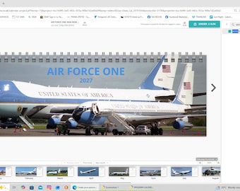 Calendario de escritorio grande Air Force One USAF 2027 en cartulina de alta calidad - Edición limitada