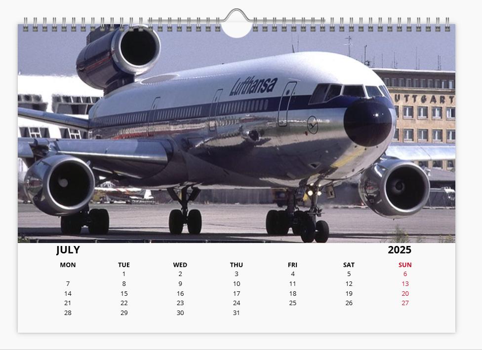 カレンダー・スケジュール lufthansa Mc Donnell  Douglas DC 10-30 lufthansa Mc Donnell Douglas DC 10-30 カレンダー