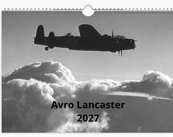 Calendario de pared A4 Avro Lancaster RAF Bomber 2027 en cartulina de alta calidad - Edición limitada