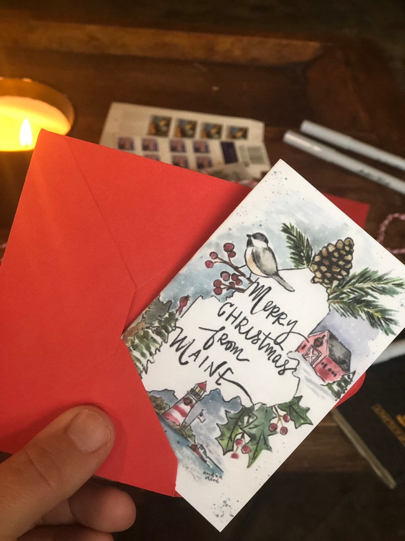 Merry Christmas from Maine 10 pack Christmas Cards gift Etsy