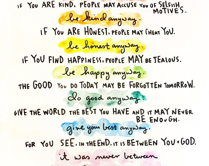 11x14 Print of Mother Teresa Do It Anyway Poem - Etsy