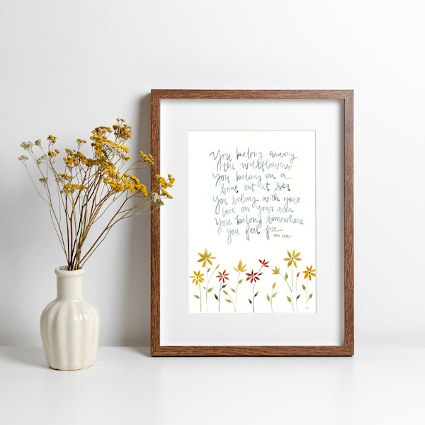 Tom Petty Lyric - you belong among the wildflowers - wildflower quote - digital download - print at home - digital file - instant download