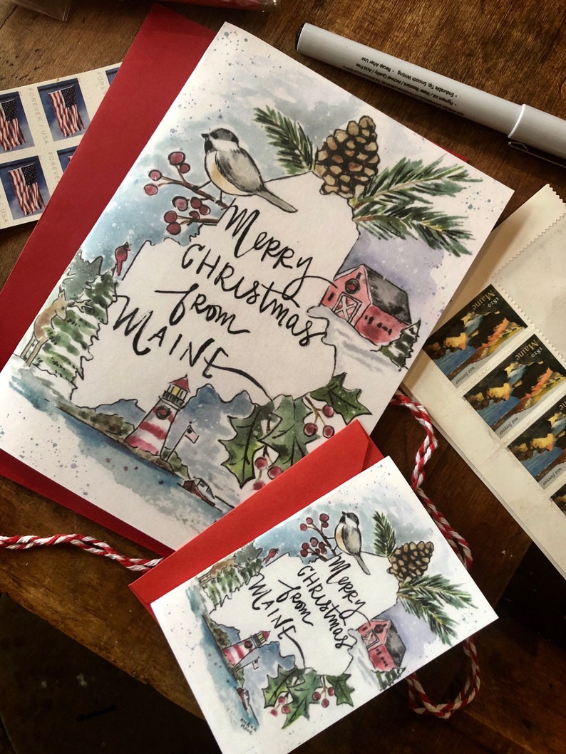 Merry Christmas from Maine 10 pack Christmas Cards gift Etsy