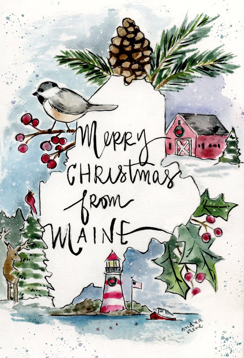 Merry Christmas from Maine 10 pack Christmas Cards gift Etsy