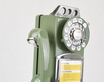 Northern or Western Electric Rotary Dial Payphone - Moss Green Version