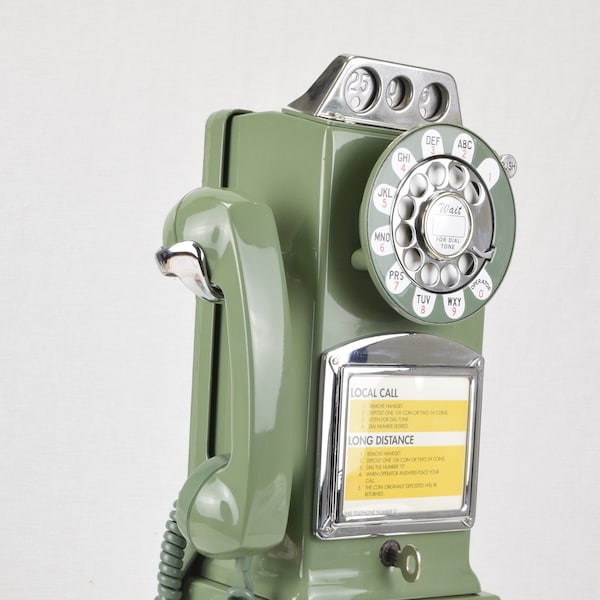 Northern or Western Electric Rotary Dial Payphone - Moss Green Version