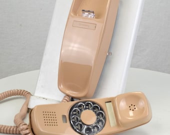 Meticulously Restored & Working - Vintage Trimline Rotary Wall Telephone - Beige