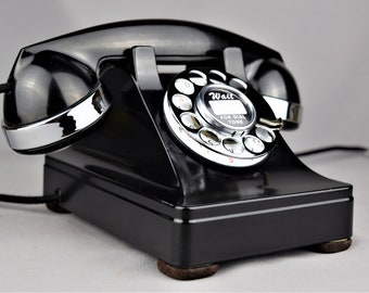 Original Antique Rotary Western Electric Model 302 Telephone - Chrome Trim