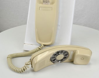 Meticulously Restored & Working - Vintage Trimline Rotary Wall Telephone - Ivory