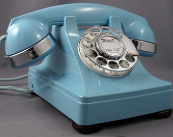 Original Antique Rotary Western Electric Model 302 Custom Aqua and Chrome