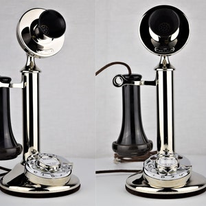 Original Antique Rotary Western Electric 51AL Nickle Plated Dial Candlestick Telephone